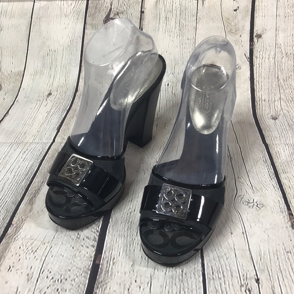 Coach Black Heels Size 8.5 - Picture 1 of 6